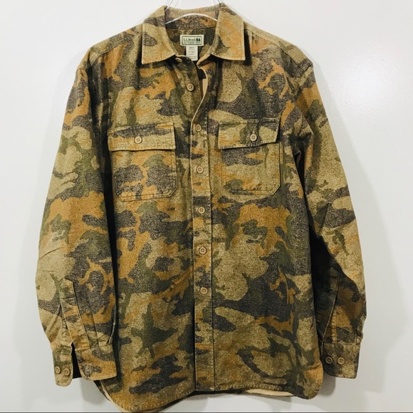 Ll Bean Mens Camo Chamois Shirt 